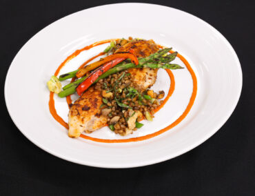 AHF Harissa Crusted Catfish with Warm Wheatberry Salad